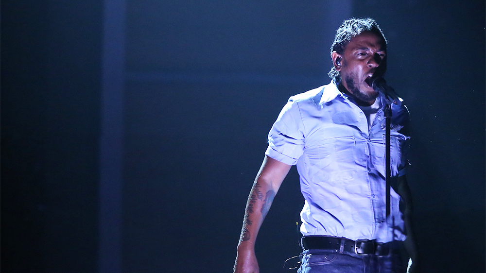 Kendrick Lamar performs at the 58th annual Grammy Awards on Monday, Feb. 15, 2016, in Los Angeles. (Photo by Matt Sayles/Invision/AP)